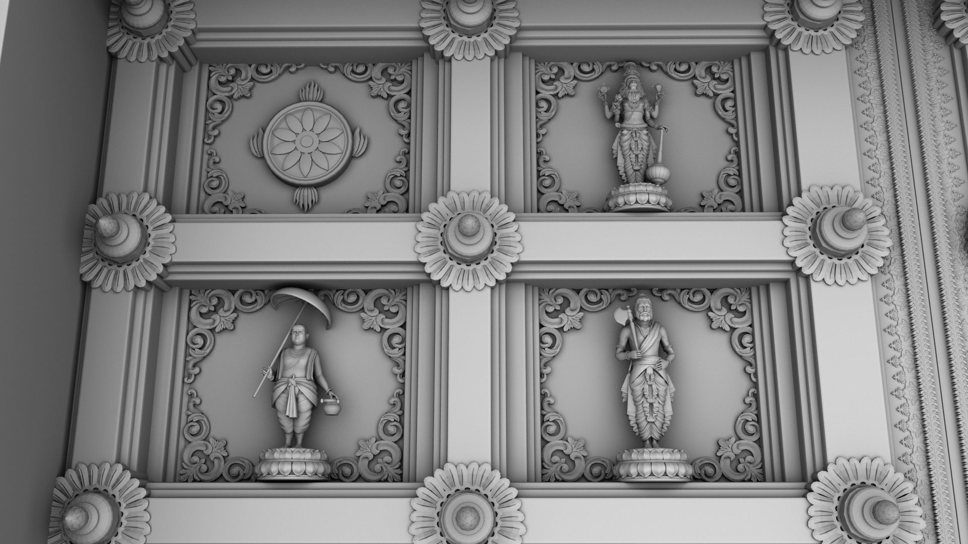 dasavathar vishnu traditional temple door 3D model_9