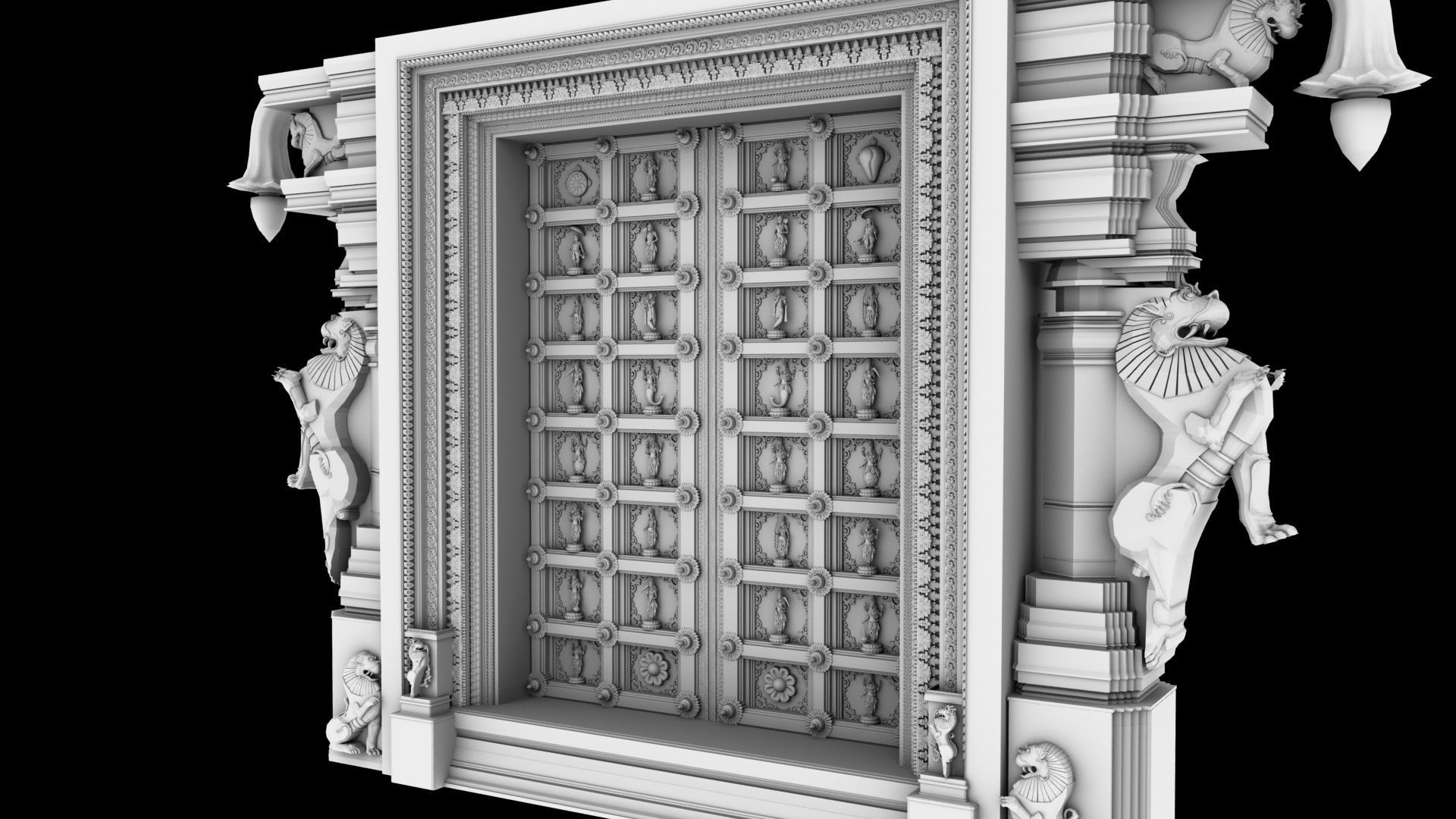 dasavathar vishnu traditional temple door 3D model_1