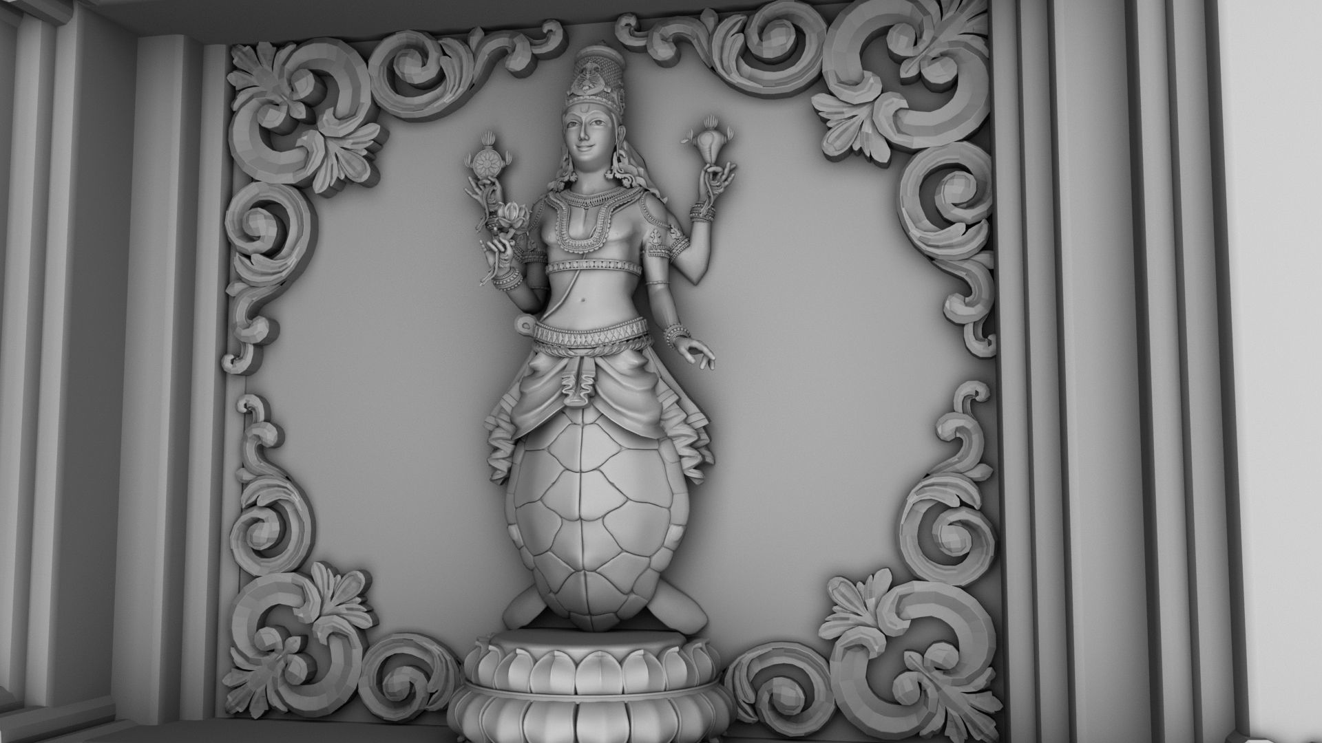 dasavathar vishnu traditional temple door 3D model_14