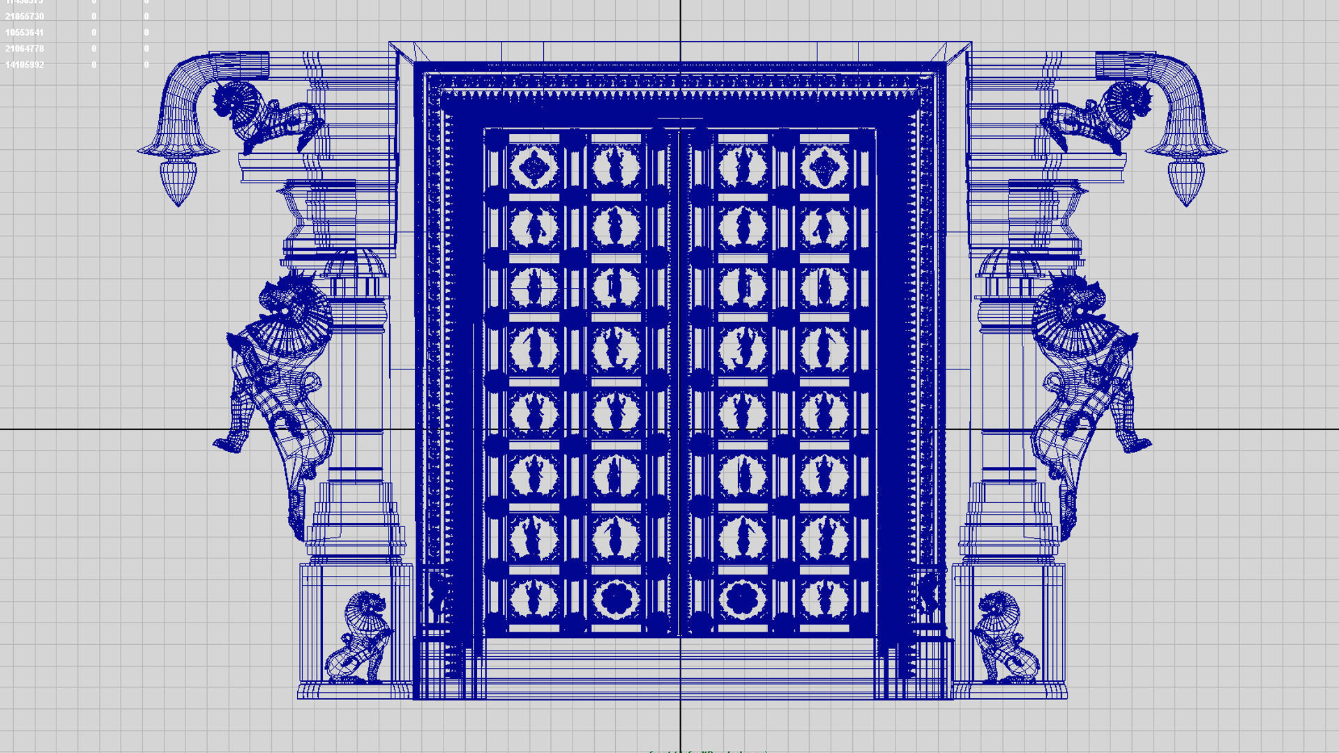 dasavathar vishnu traditional temple door 3D model_5