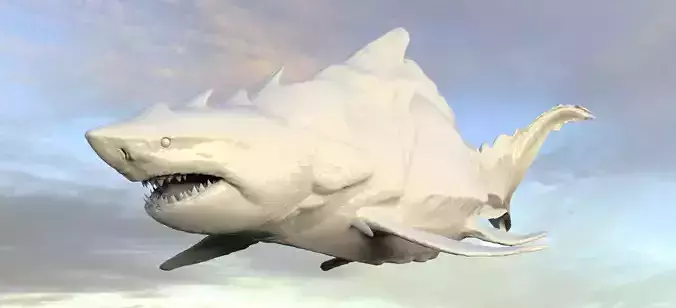 Megalodon Shark Hybrid Fantasy With UVs 3D