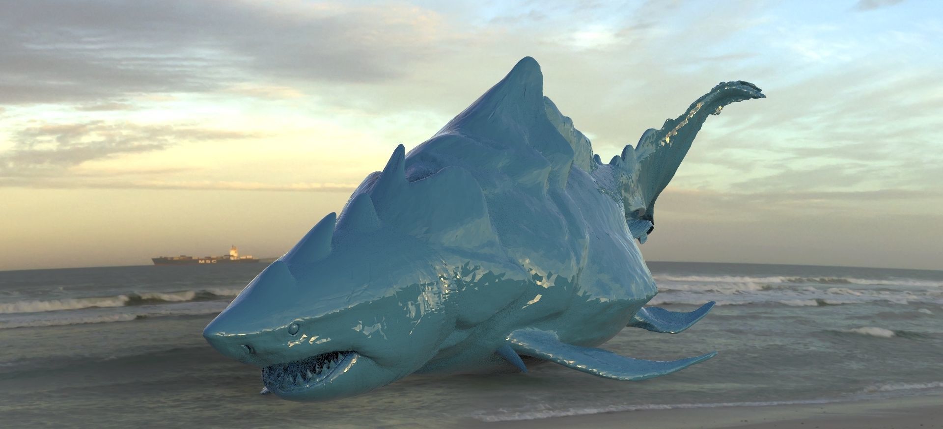 Megalodon Shark  Queen Hybrid Fantasy UVs 3D model_1