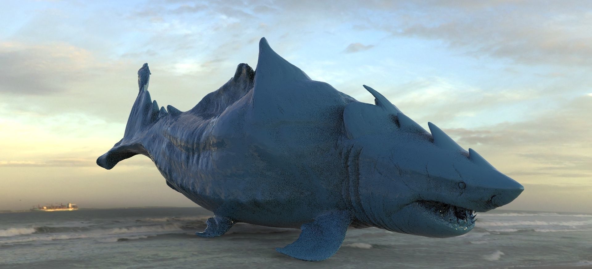 Megalodon Shark  Queen Hybrid Fantasy UVs 3D model_2