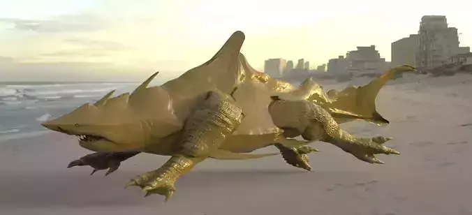 Megalodon Dragon Hybrid  longer with UVs 3D