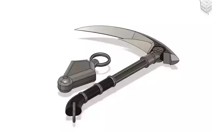 The Kusari-Gama axe with metal handle 3D print model