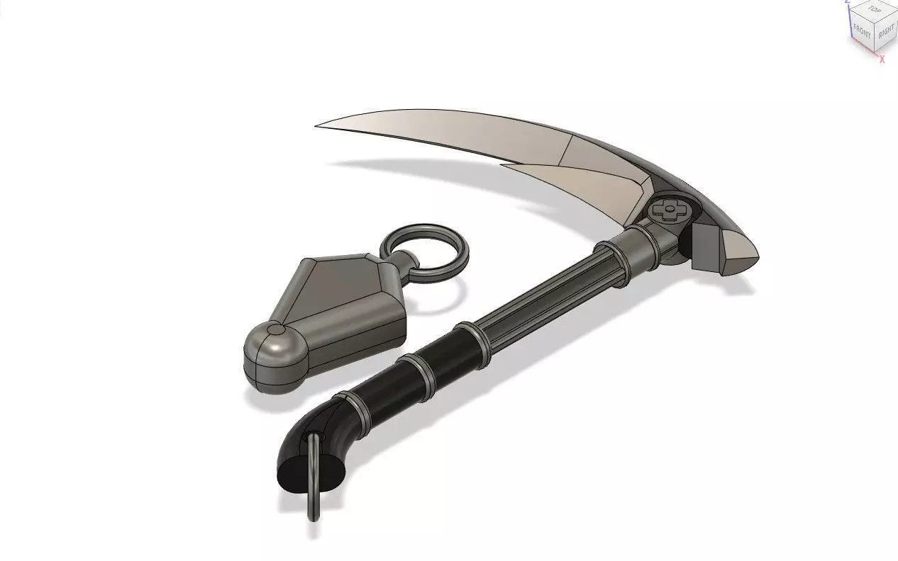 The Kusari-Gama axe with metal handle 3D print model_0