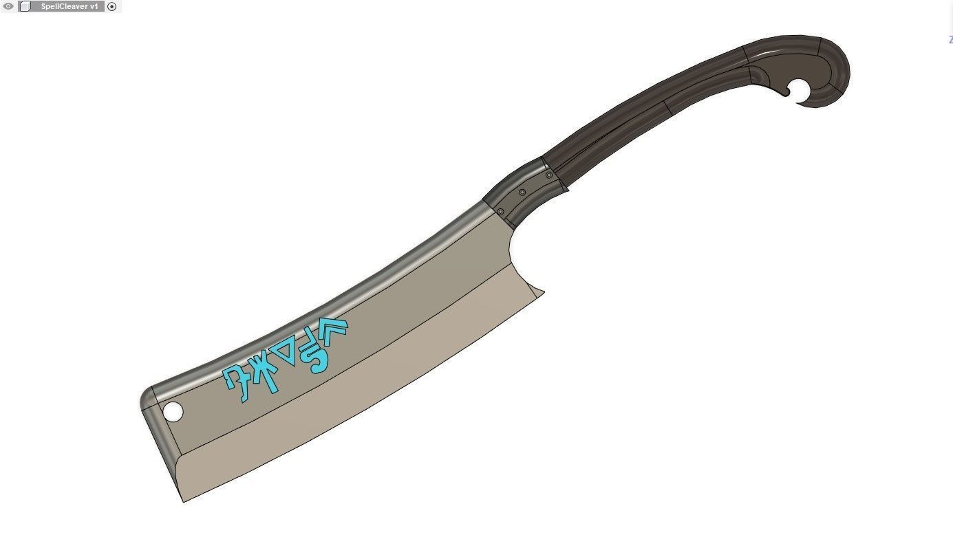 The SpellCleaver samurai sword knife 3D print model_1