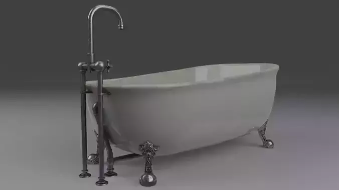 Bathtub with 2 finishing - old and clean Low-poly 3D model