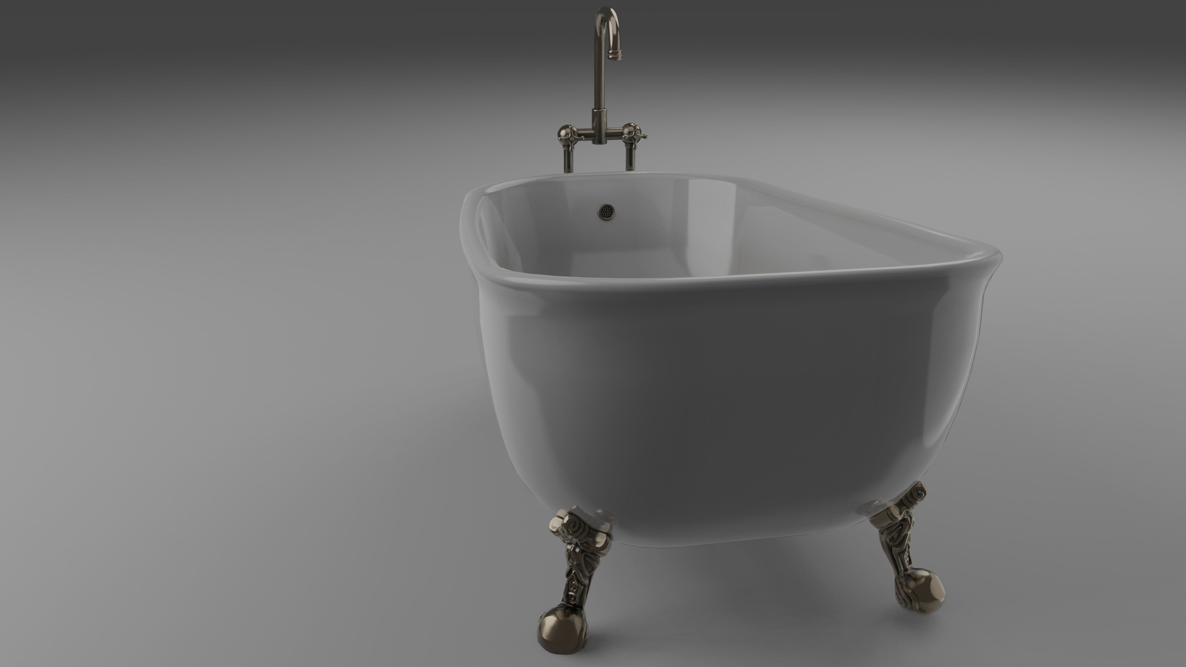 Bathtub with 2 finishing - old and clean Low-poly 3D model_21