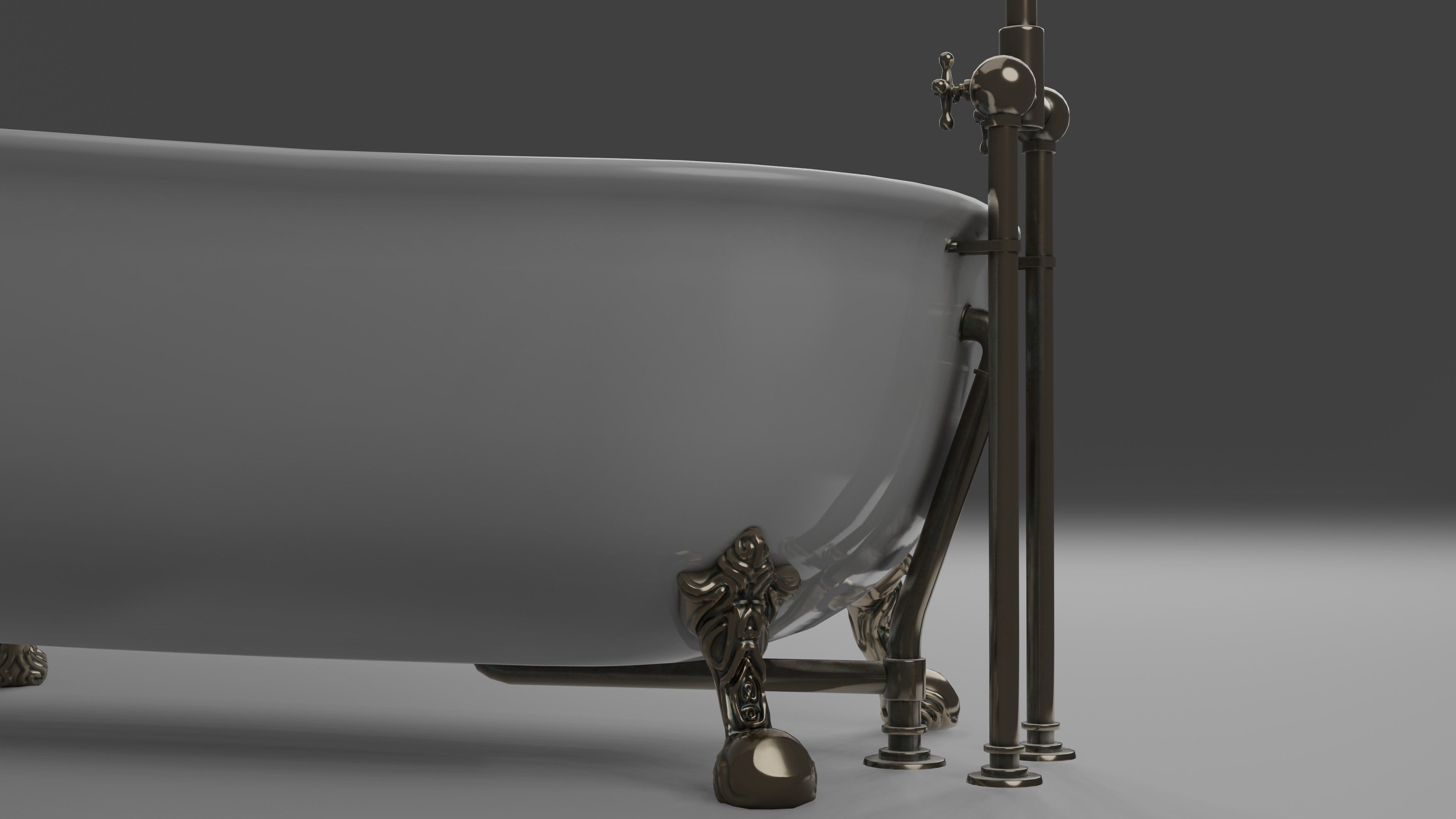 Bathtub with 2 finishing - old and clean Low-poly 3D model_13