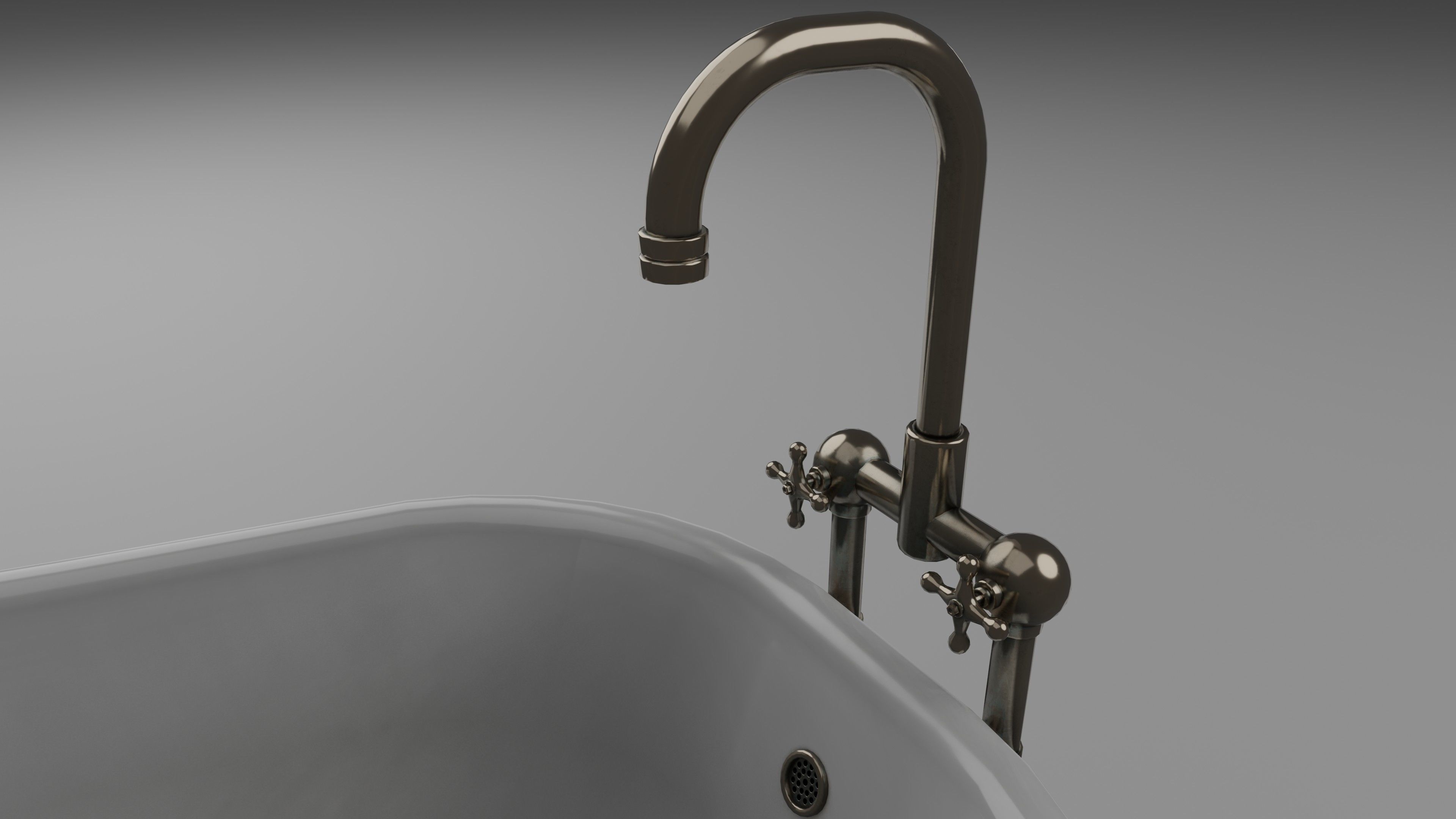 Bathtub with 2 finishing - old and clean Low-poly 3D model_15