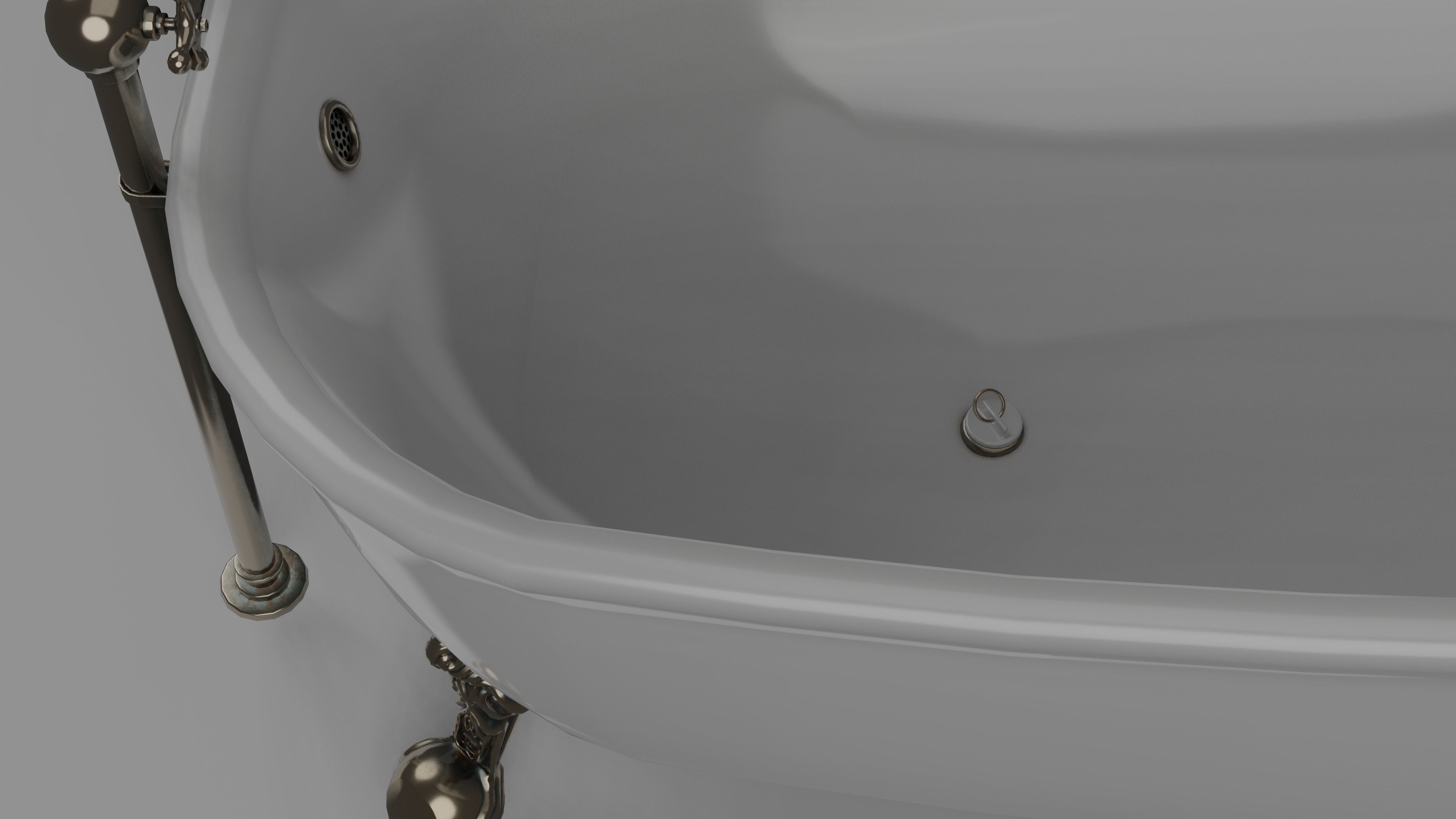 Bathtub with 2 finishing - old and clean Low-poly 3D model_11