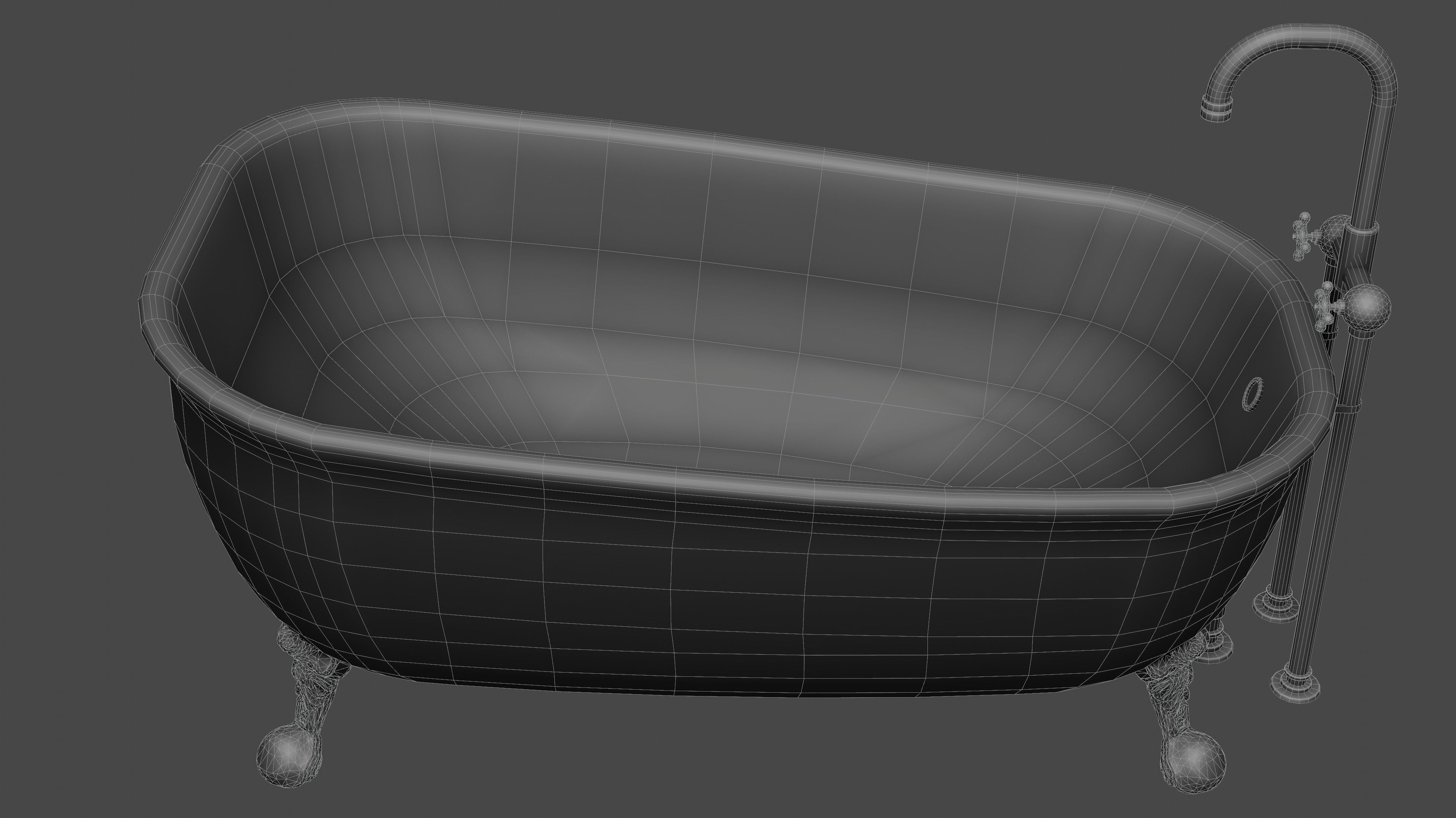 Bathtub with 2 finishing - old and clean Low-poly 3D model_23