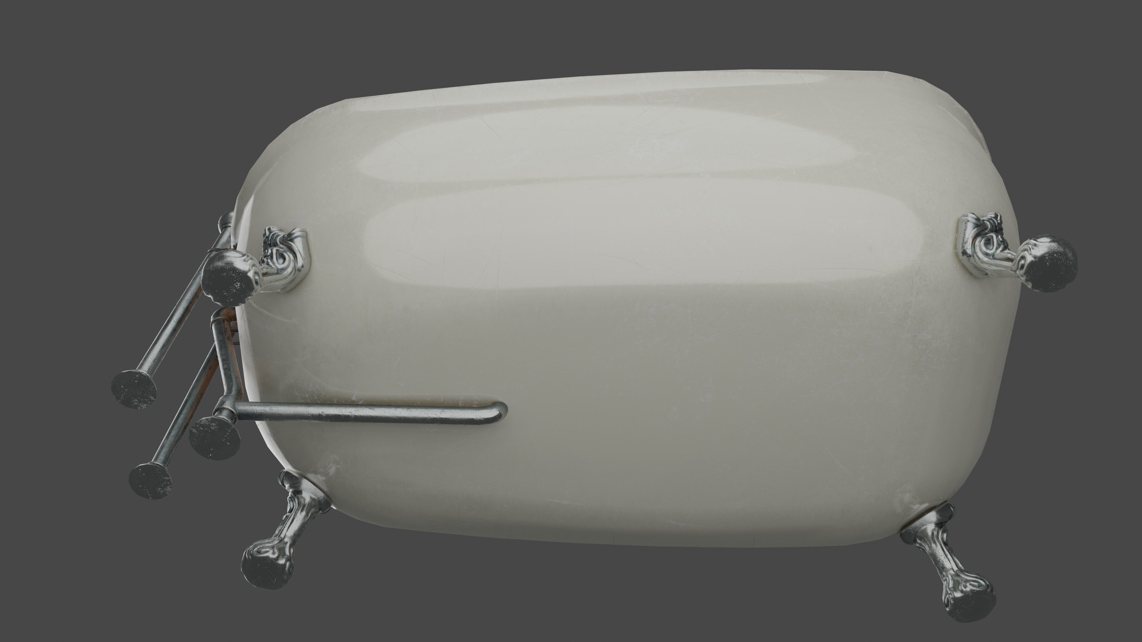 Bathtub with 2 finishing - old and clean Low-poly 3D model_18