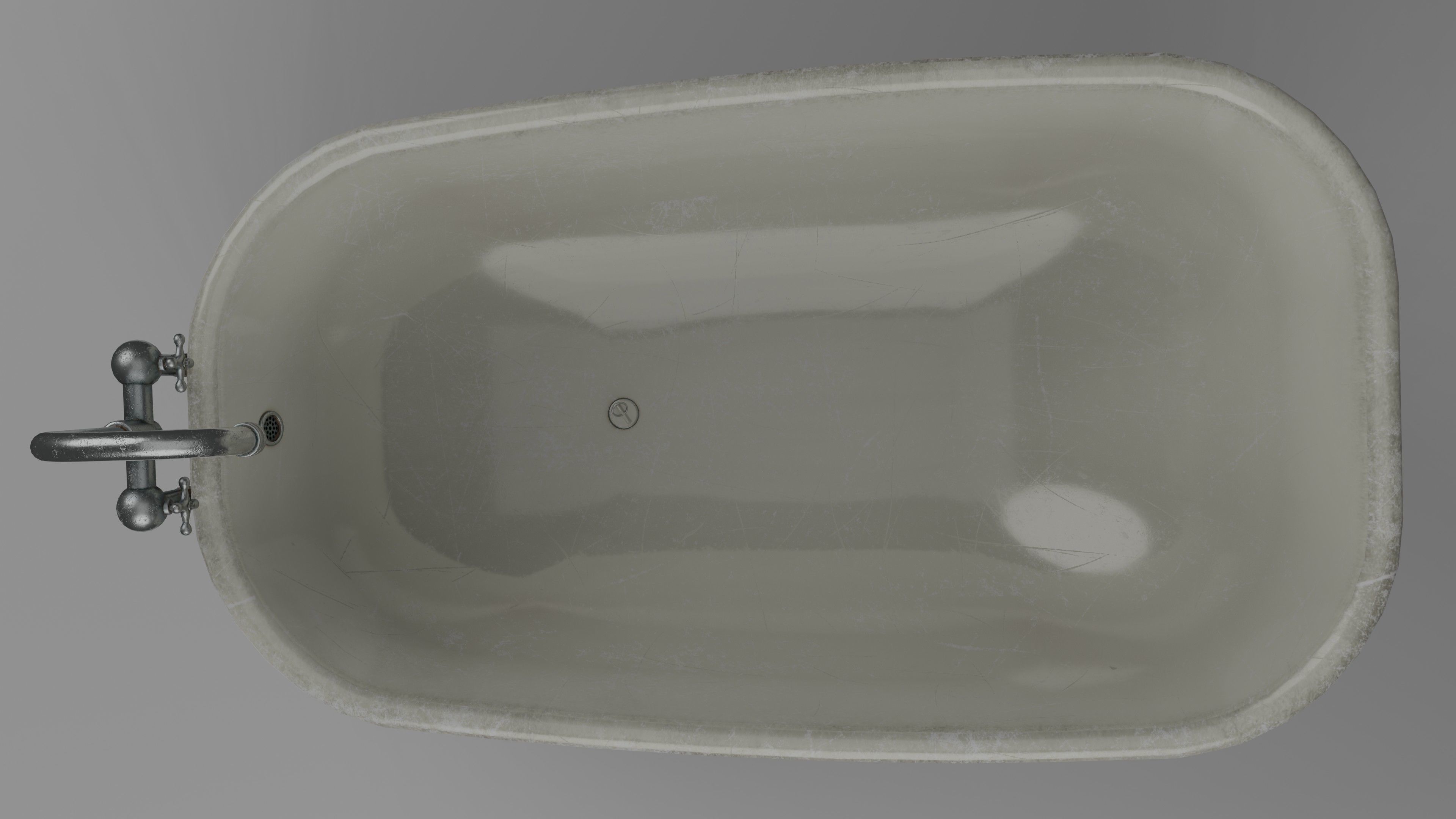 Bathtub with 2 finishing - old and clean Low-poly 3D model_16