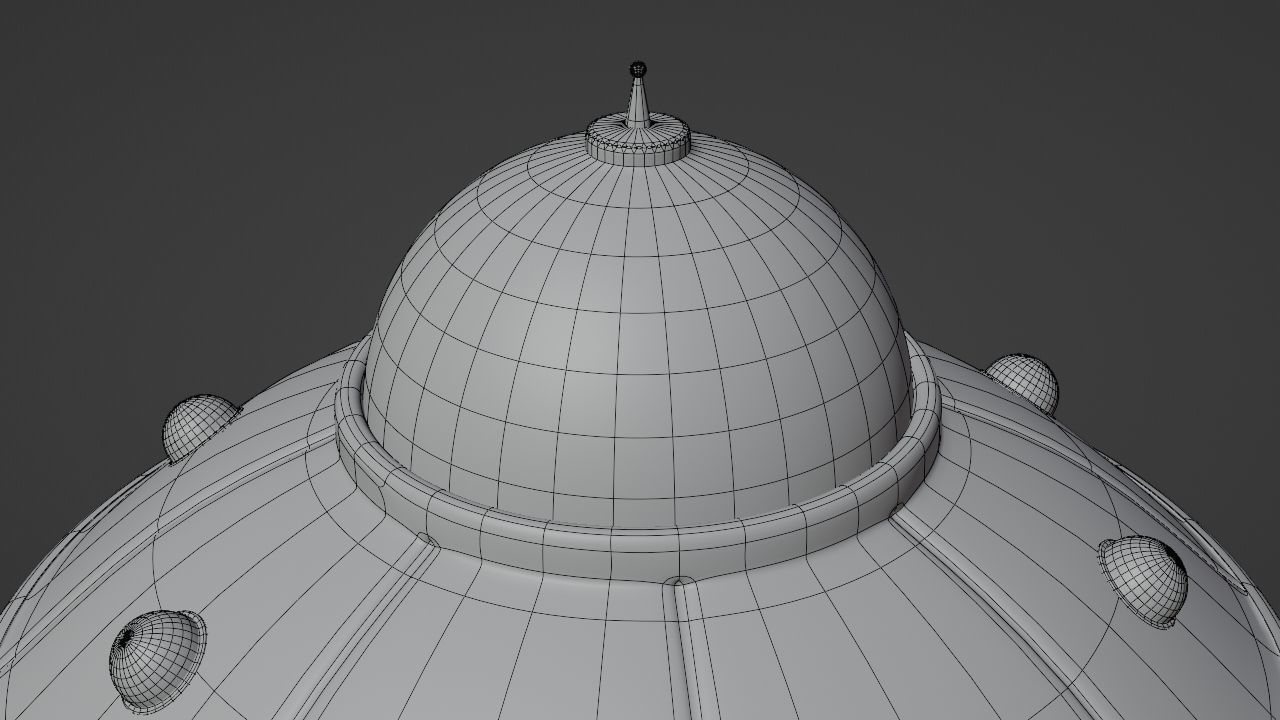 Purple Alien Ship Low-poly 3D model_7