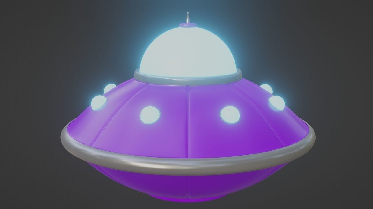 Purple Alien Ship Low-poly 3D model_2