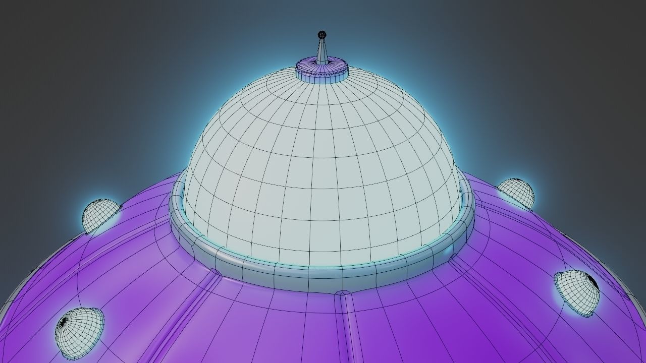 Purple Alien Ship Low-poly 3D model_6