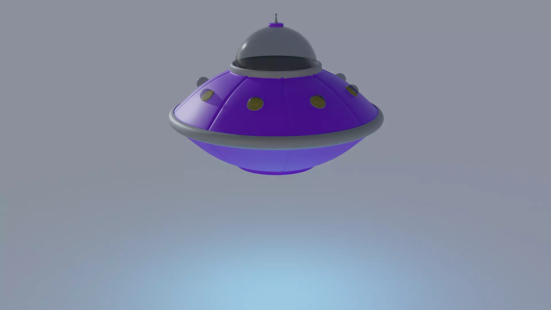 Purple Alien Ship Low-poly 3D model_0