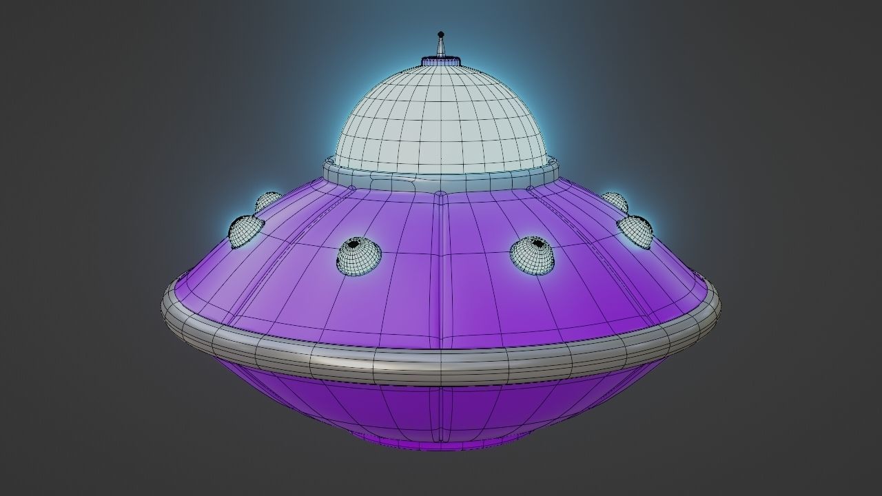 Purple Alien Ship Low-poly 3D model_5
