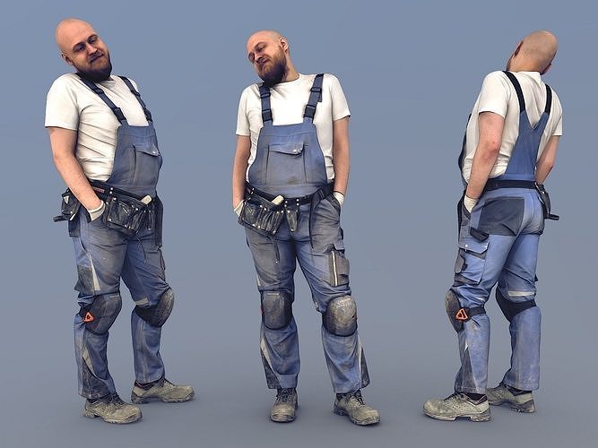 Photorealistic Construction Worker Character 3D model