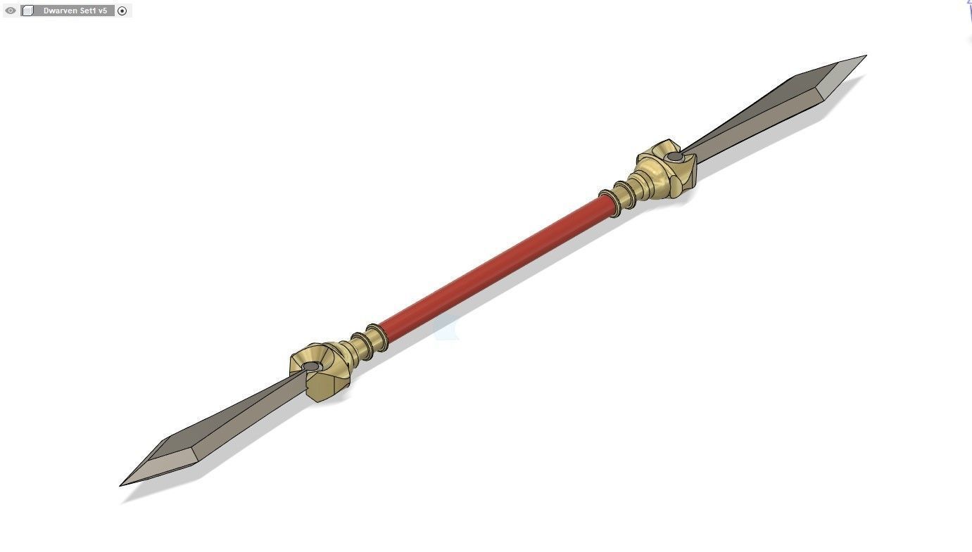 Dwarven Double Spear 3D print model_1