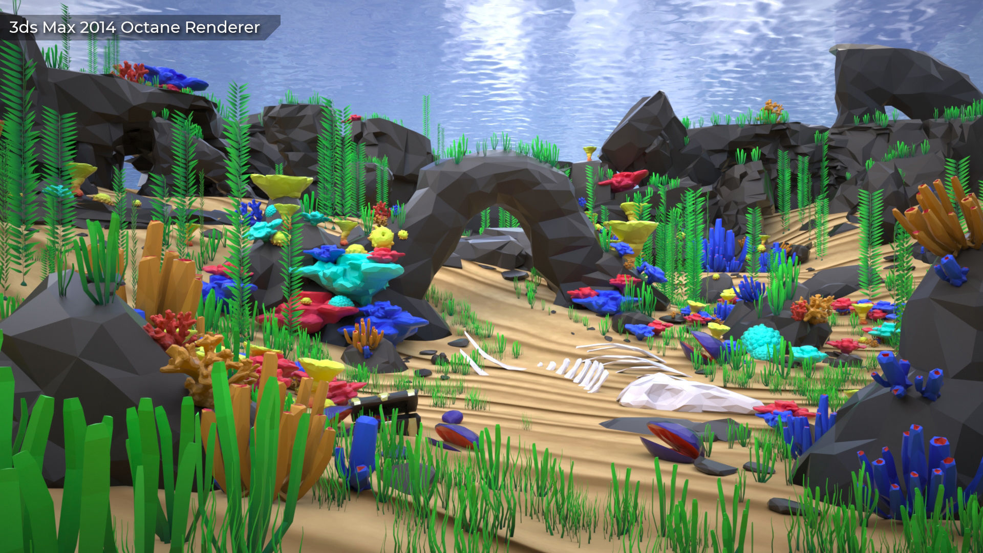 Low Poly Polystyle Ocean Underwater Environment Low-poly 3D model_42