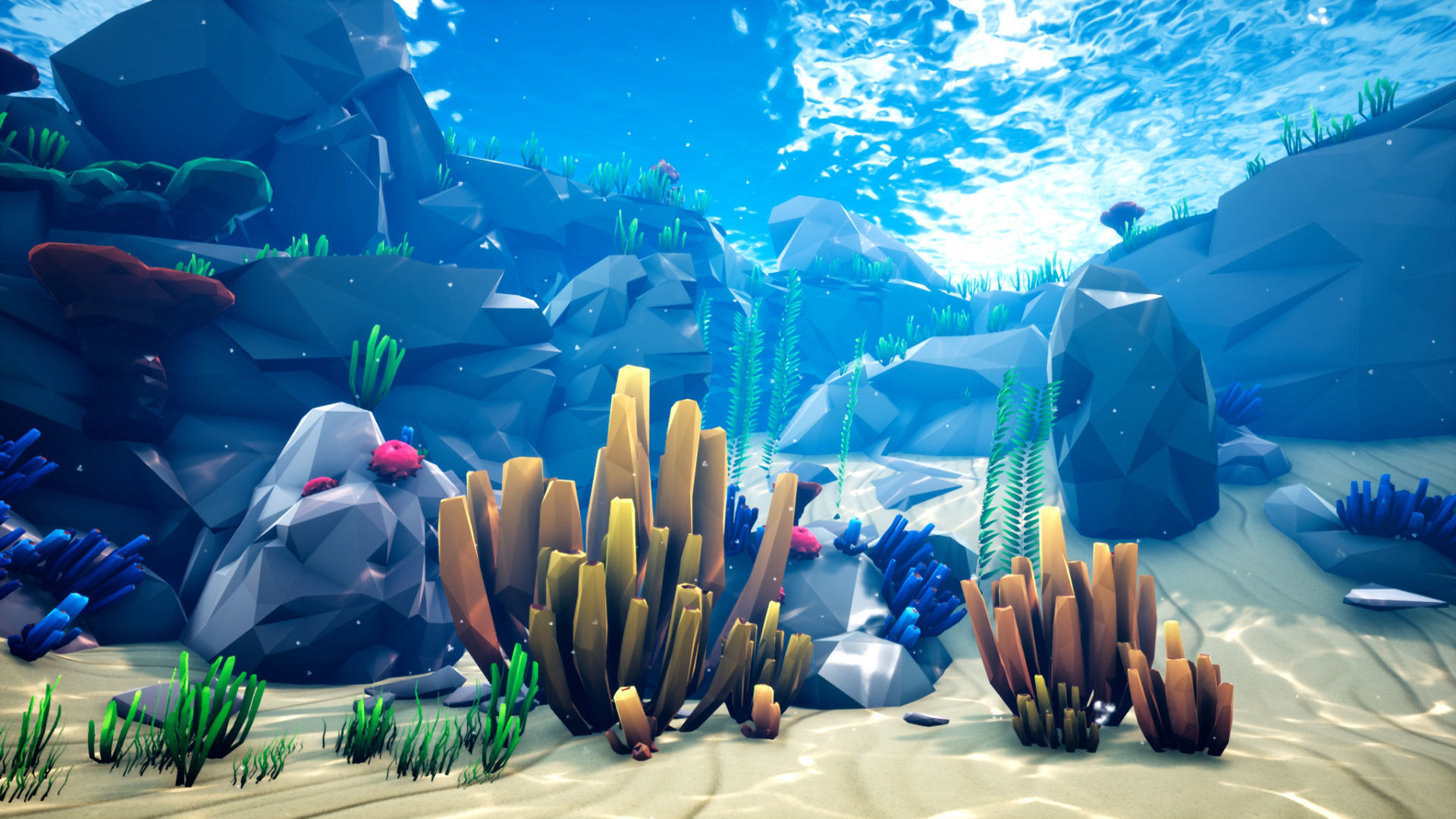 Low Poly Polystyle Ocean Underwater Environment Low-poly 3D model_9