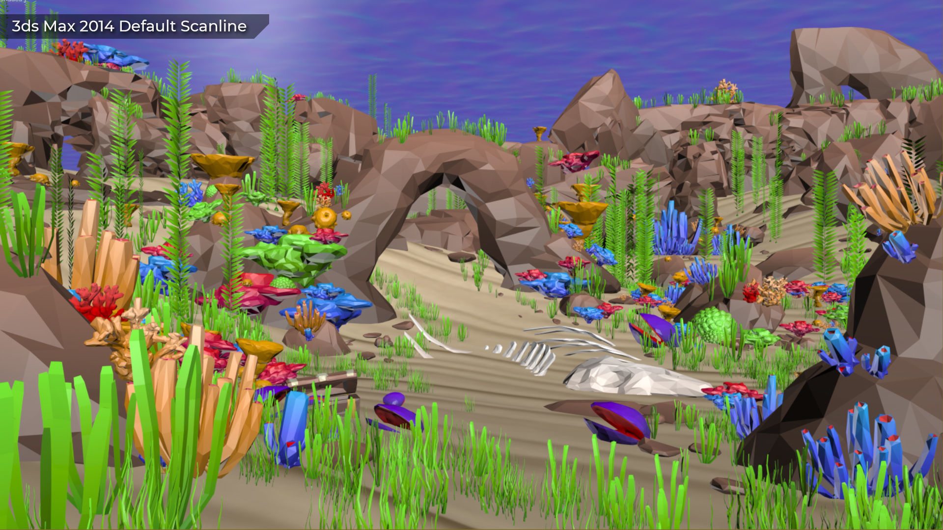 Low Poly Polystyle Ocean Underwater Environment Low-poly 3D model_6