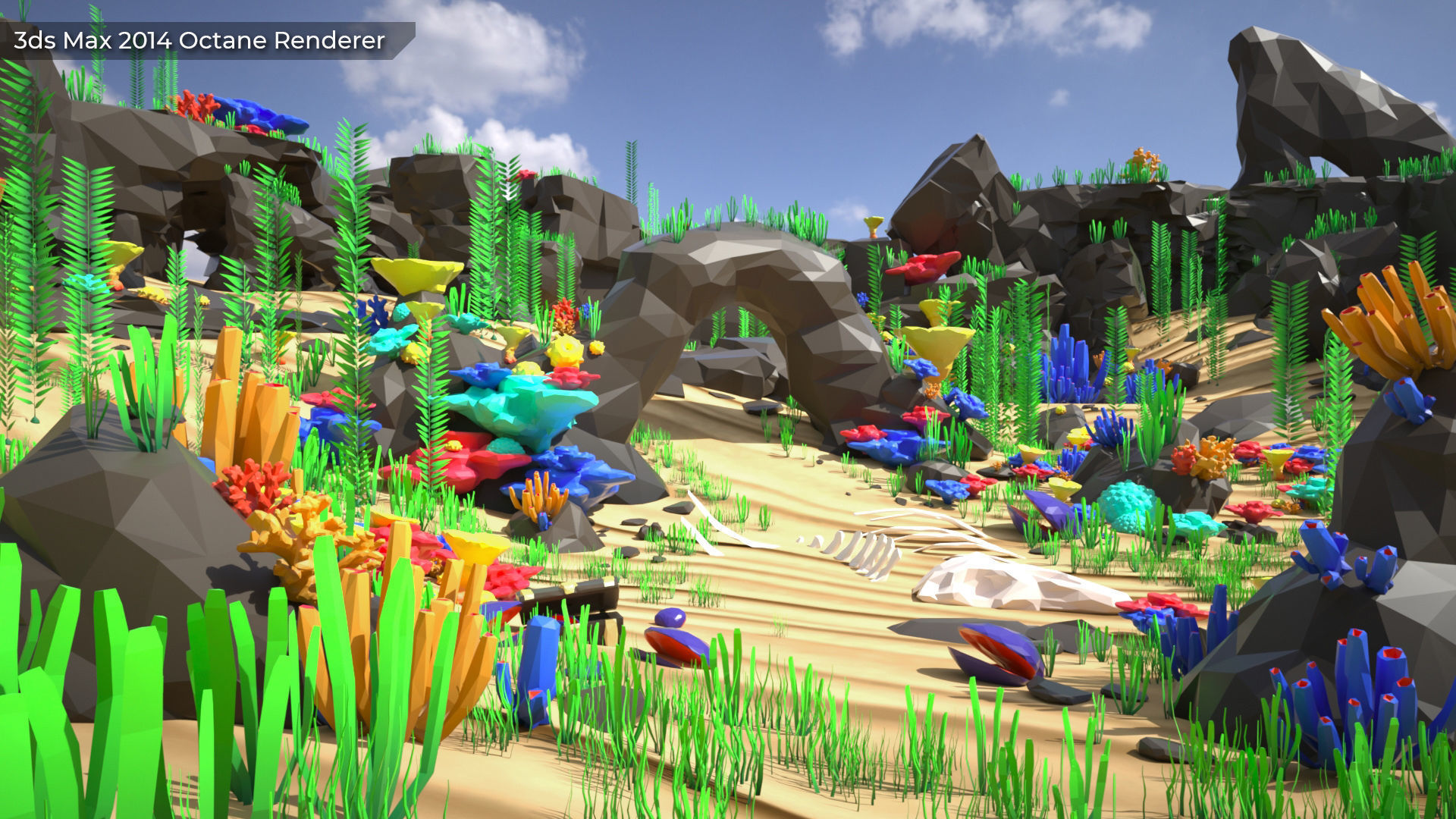 Low Poly Polystyle Ocean Underwater Environment Low-poly 3D model_5