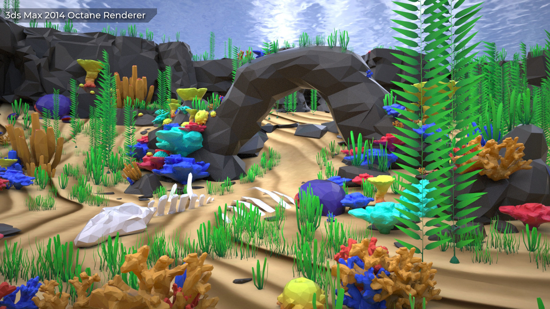 Low Poly Polystyle Ocean Underwater Environment Low-poly 3D model_43