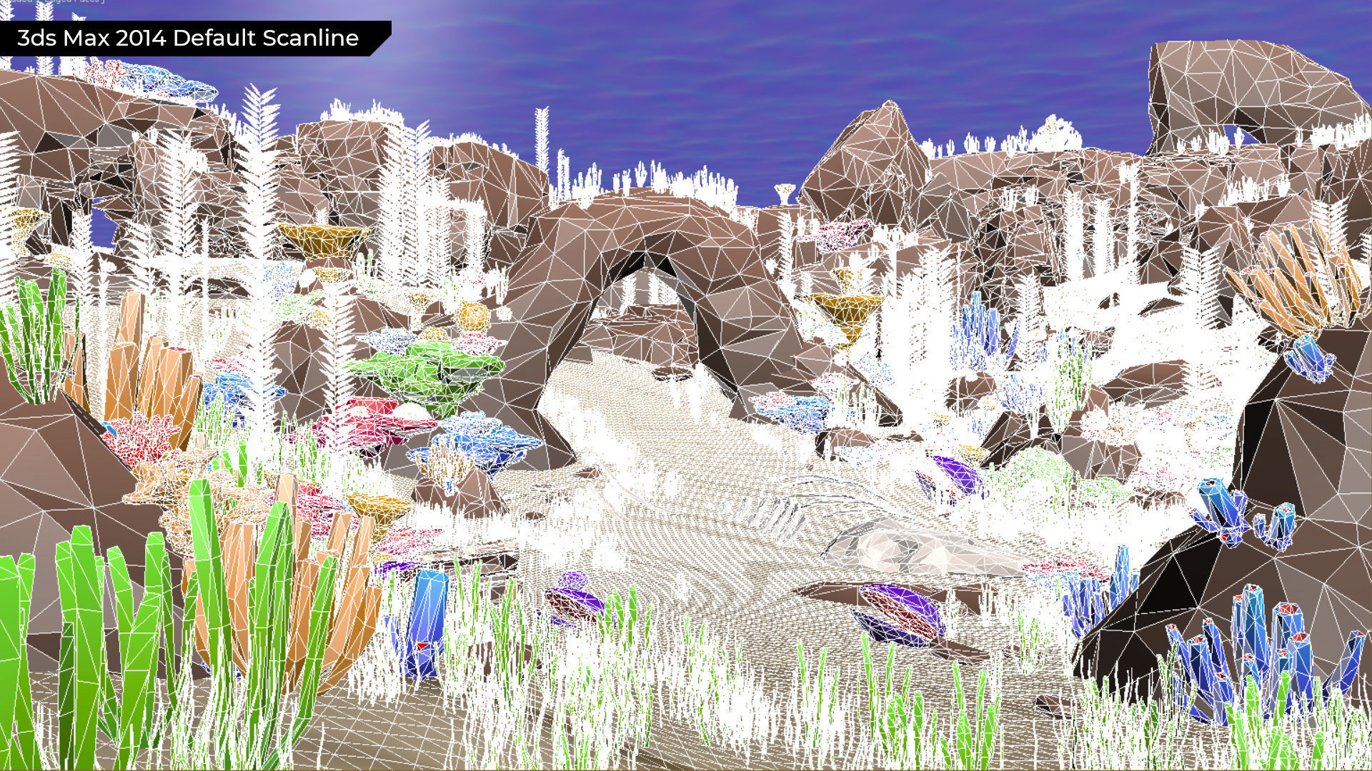 Low Poly Polystyle Ocean Underwater Environment Low-poly 3D model_7