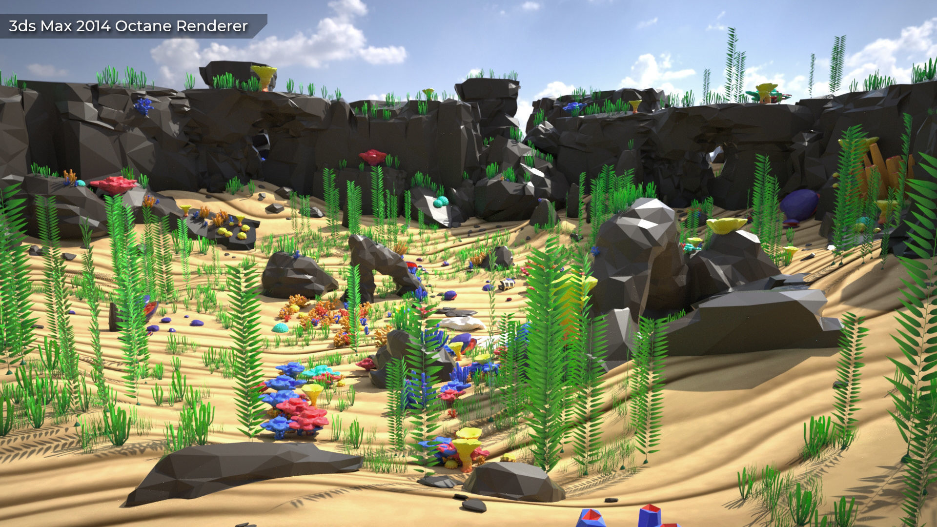 Low Poly Polystyle Ocean Underwater Environment Low-poly 3D model_41