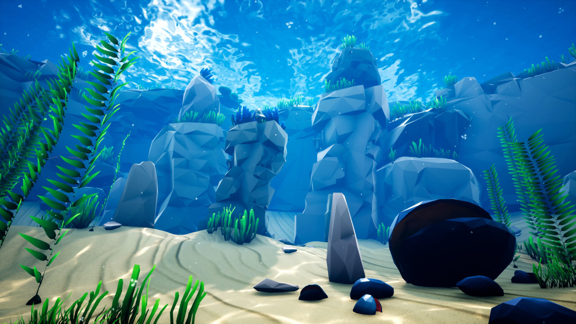 Low Poly Polystyle Ocean Underwater Environment Low-poly 3D model_8