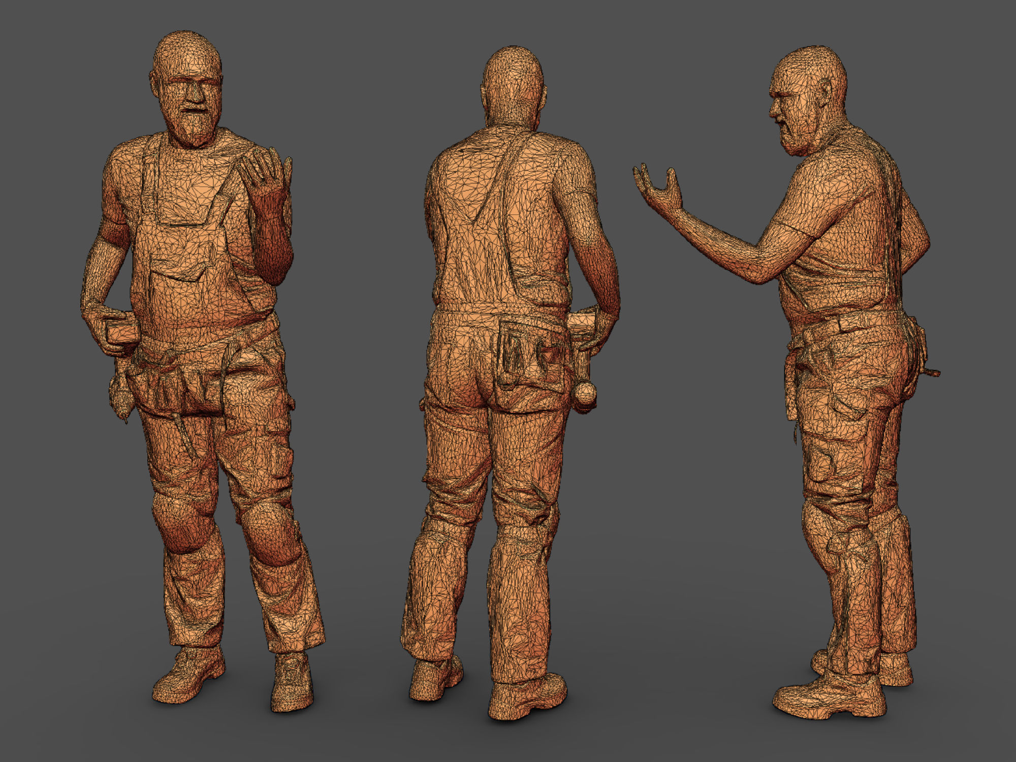Photorealistic Construction Worker Character 3D model_7