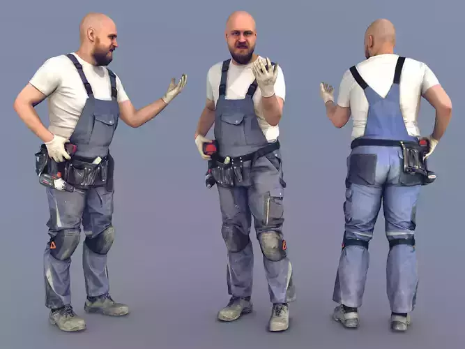 Photorealistic Construction Worker Character 3D model