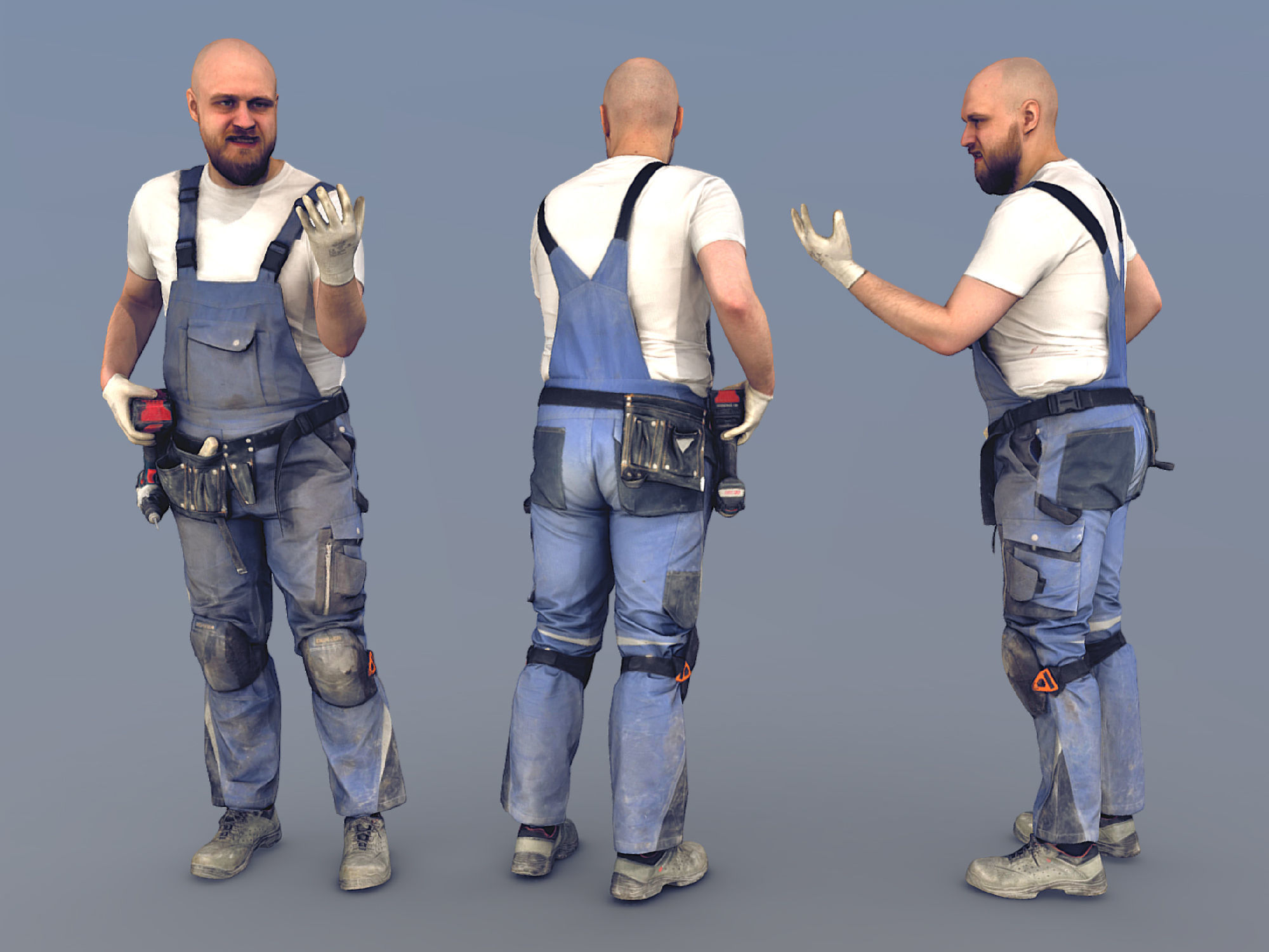 Photorealistic Construction Worker Character 3D model_4