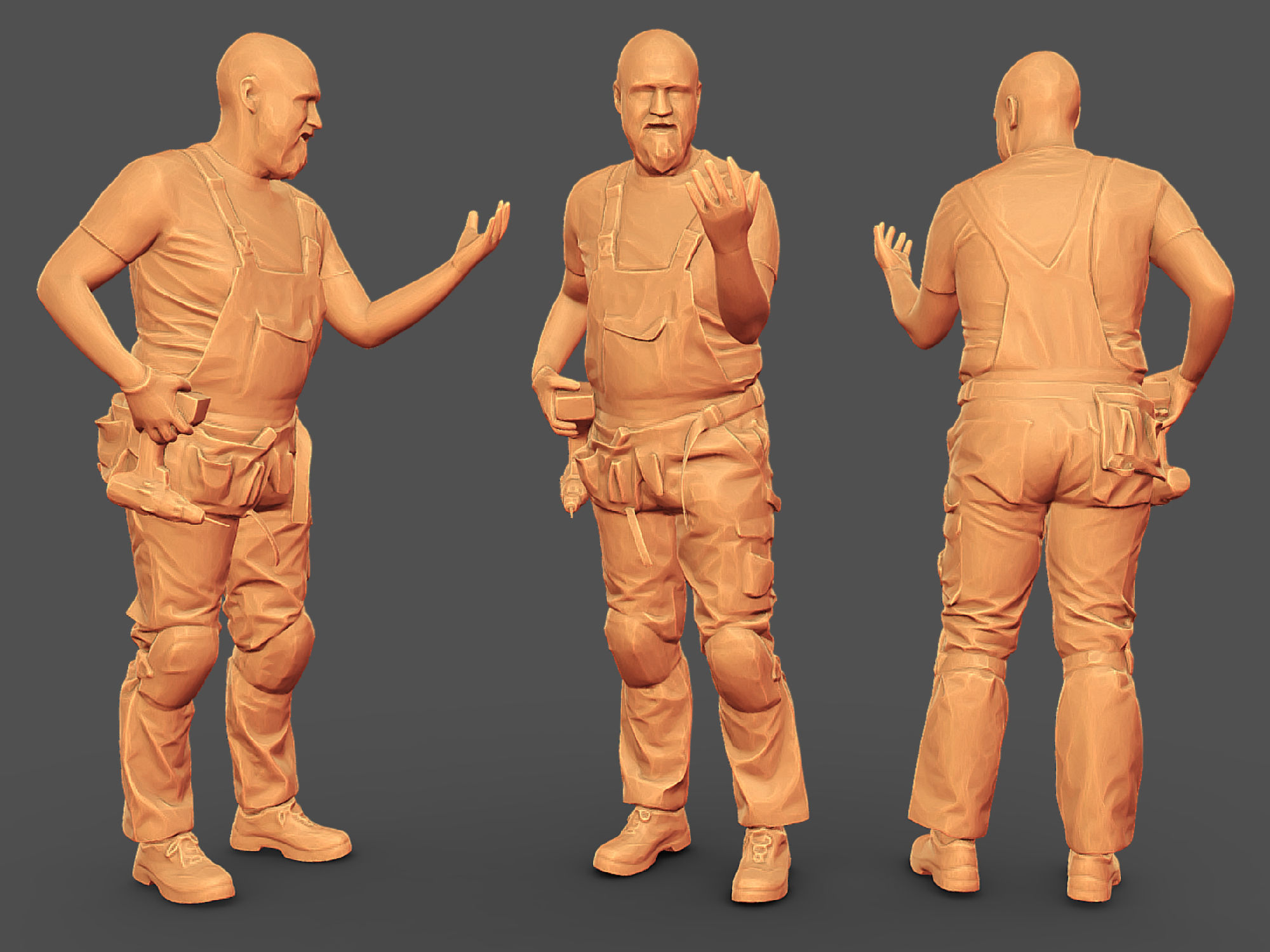 Photorealistic Construction Worker Character 3D model_2