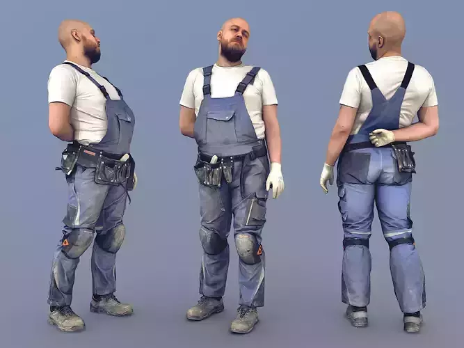 Photorealistic Construction Worker Character 3D model