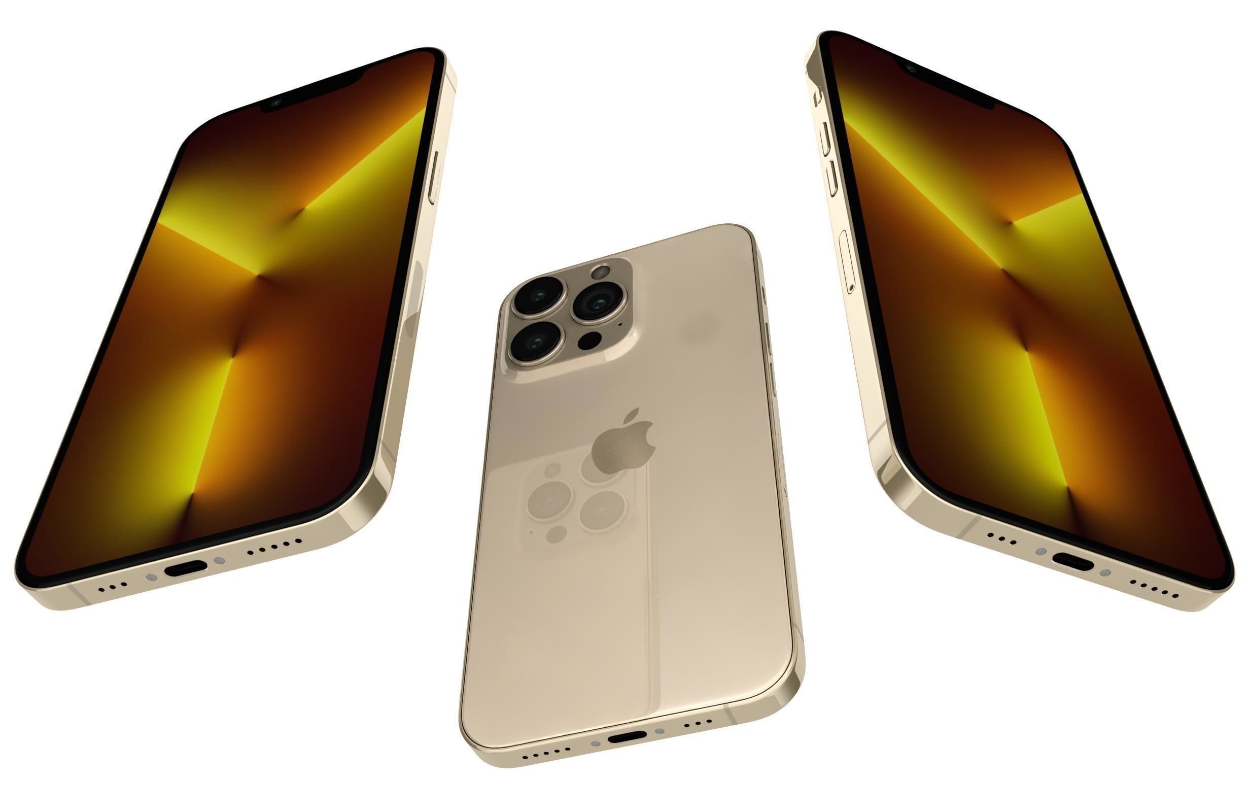 Apple iPhone 13 Pro Gold 3D model_2