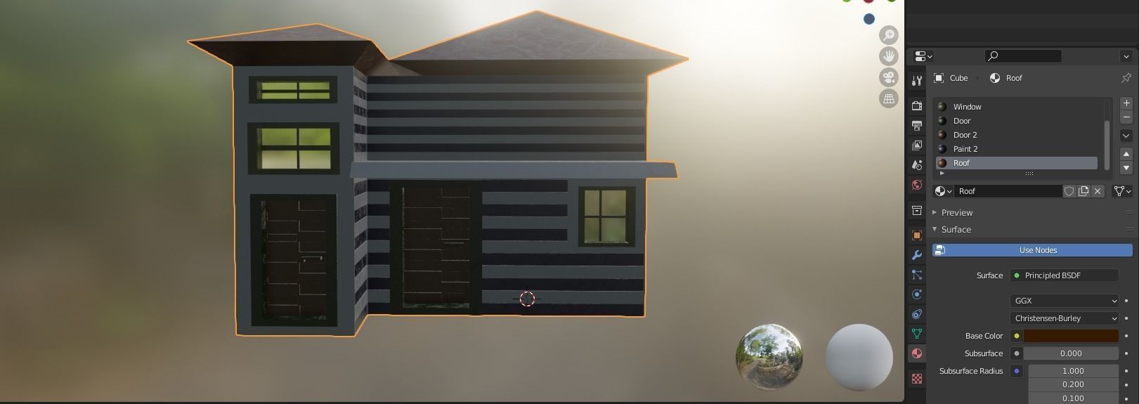 Lowpoly Double Door House For Animation Props Or Show Case  Free 3D model_3