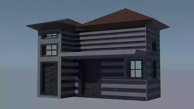 Lowpoly Double Door House For Animation Props Or Show Case 