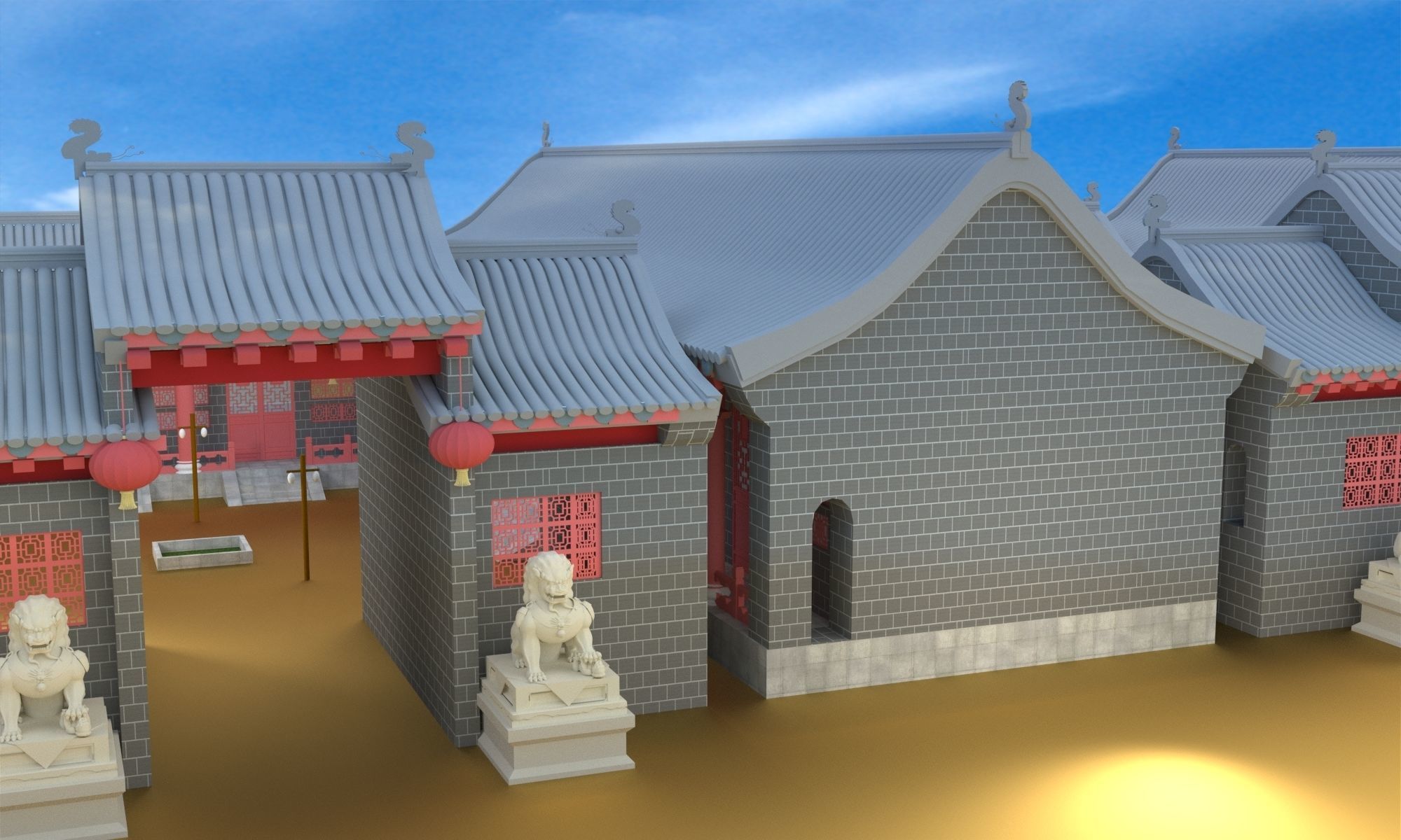 Chinese ancient  house 3D model_3
