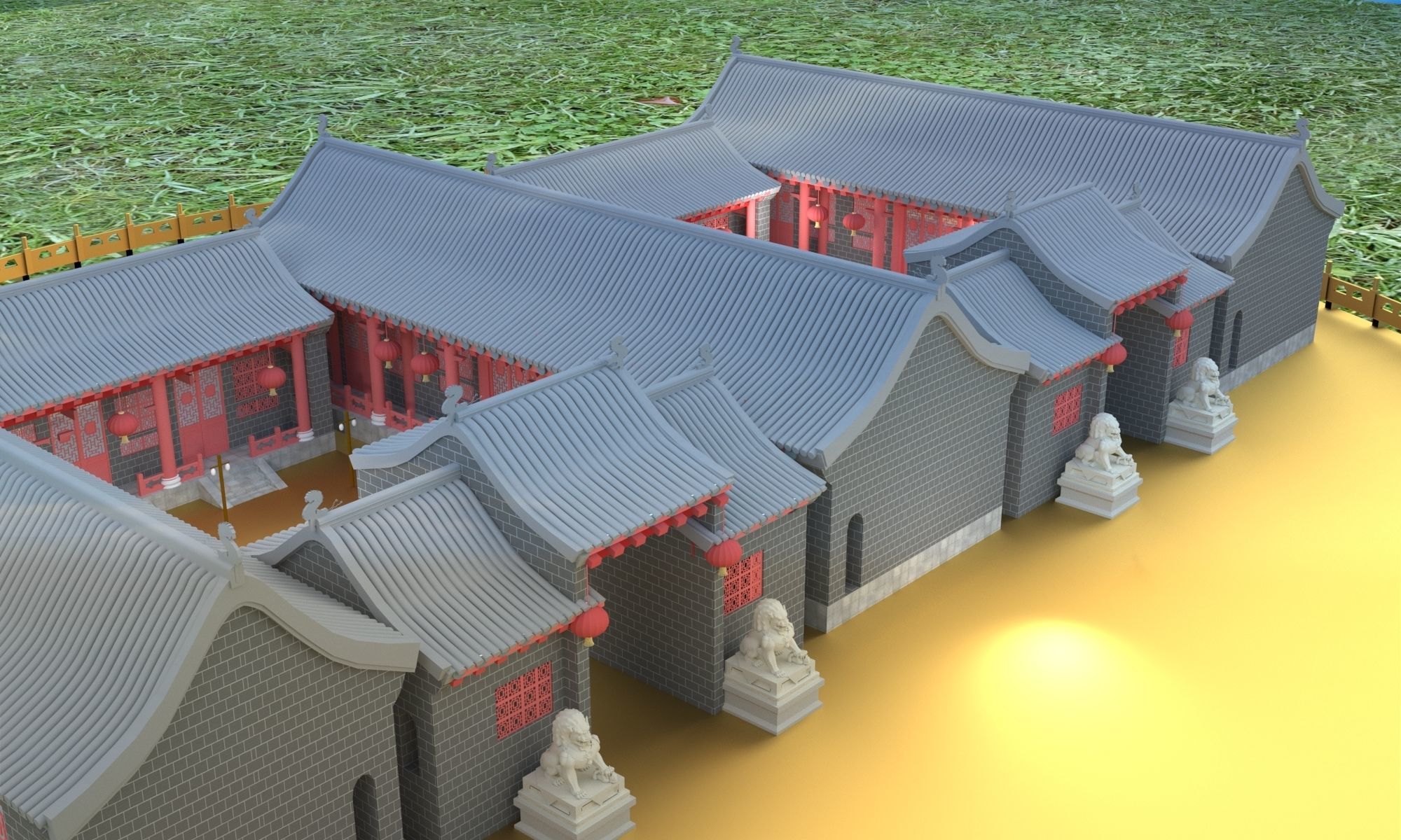 Chinese ancient  house 3D model_1