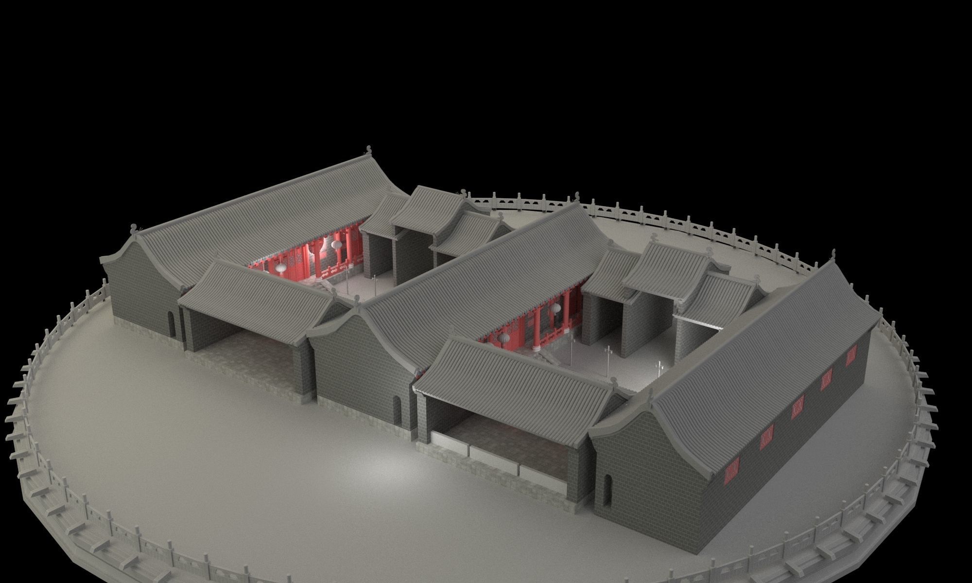 Chinese ancient  house 3D model_7