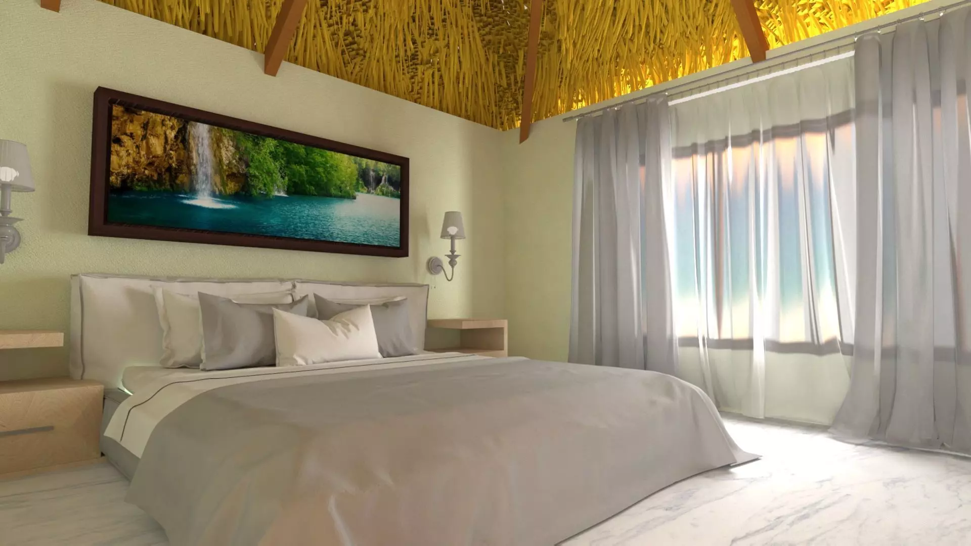 beach side hut with interior 3D model_0