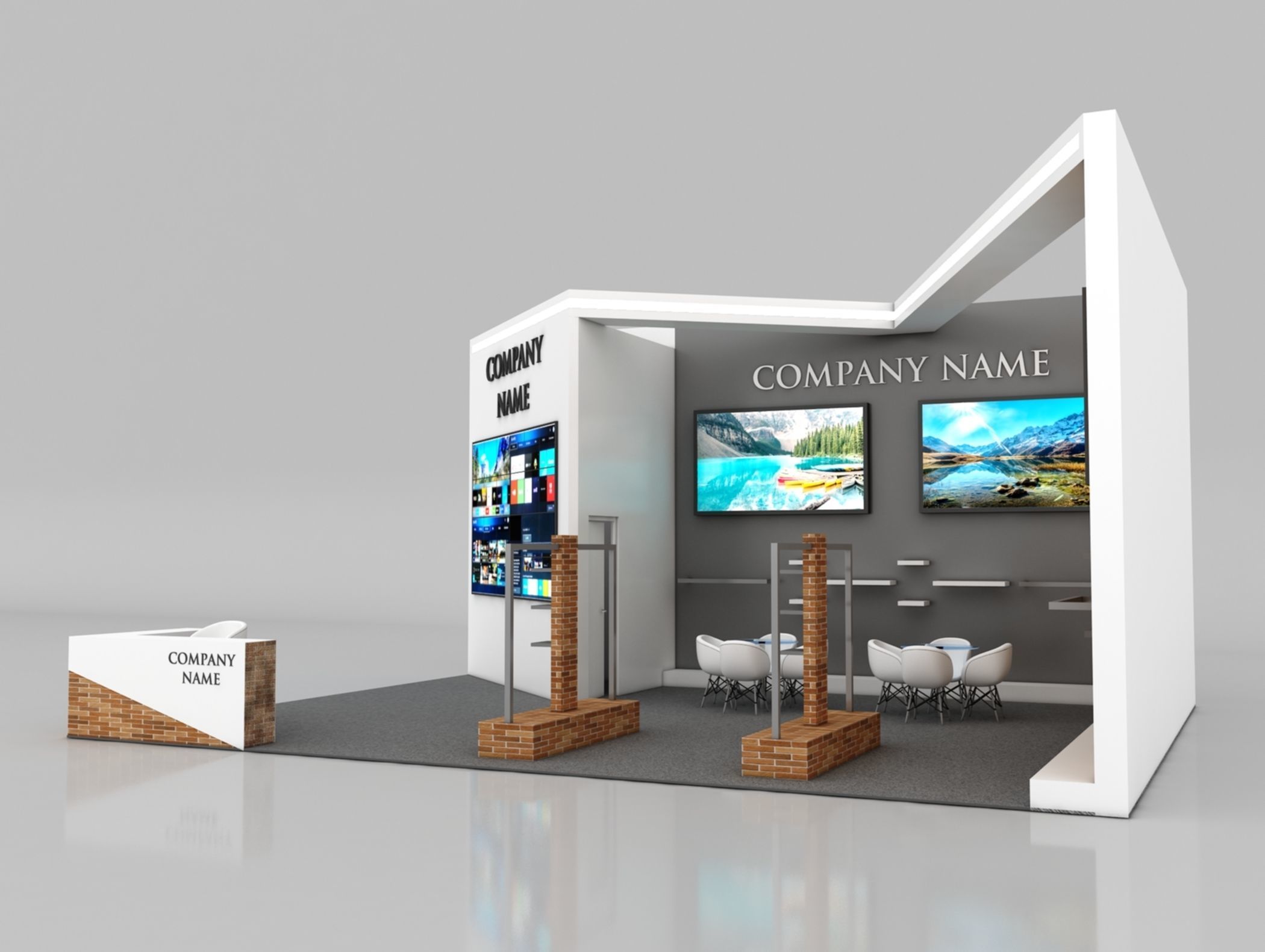 Booth Exhibition Stand Stall 7x9m Height 450 cm 2 Side Open 3D model_3