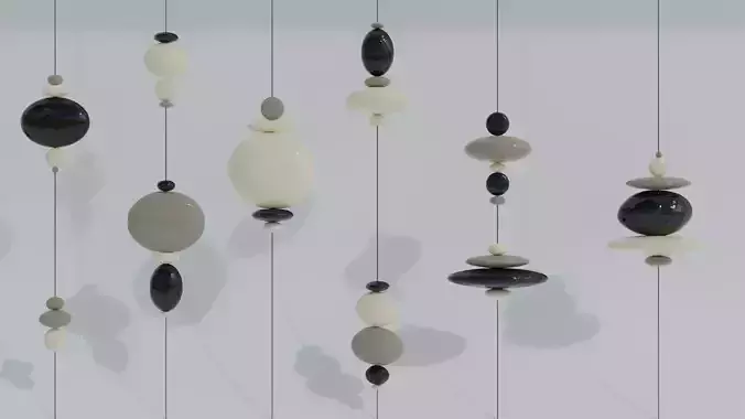 Decorative Stones - String Panel - Stone Wall Hanging - Archviz