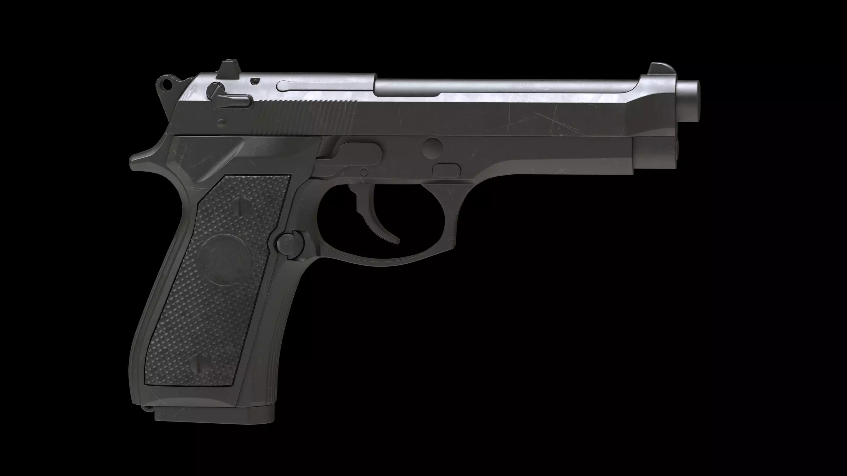 Beretta 92 Low Poly Low-poly 3D model_0
