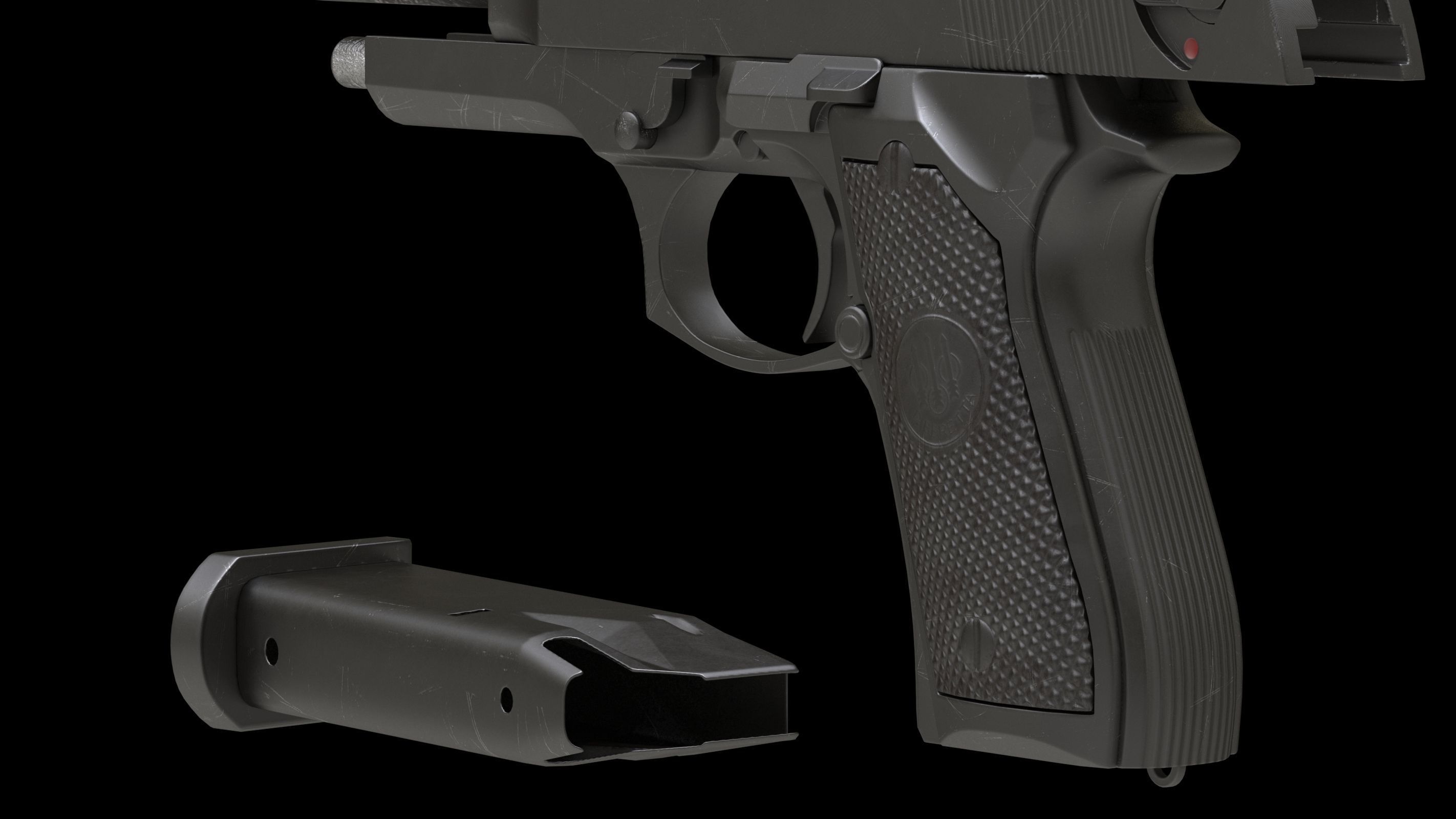 Beretta 92 Low Poly Low-poly 3D model_14